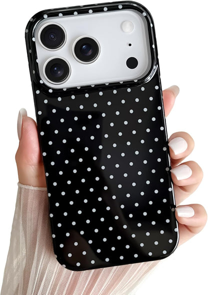 Yeddabox for iPhone 15 Case Cute Polka Dot Phone Case Soft TPU Slim Shockproof Phone Cover for Women Girls, Blue