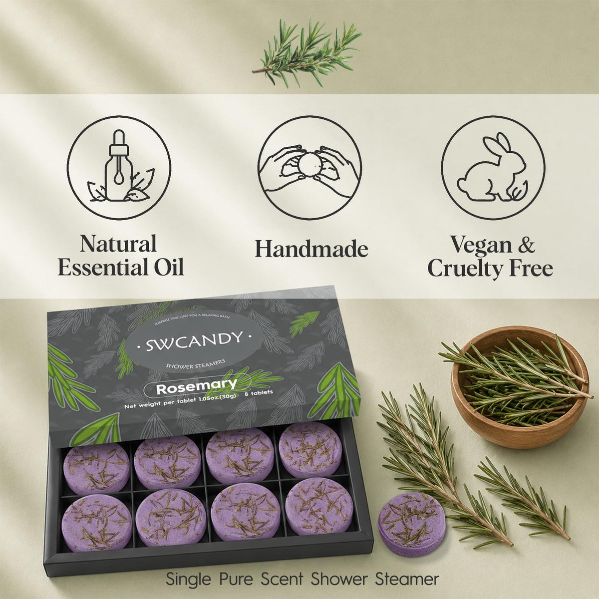 SWCANDY Sandalwood Shower Steamers 8 Pack, Home Spa Self Care