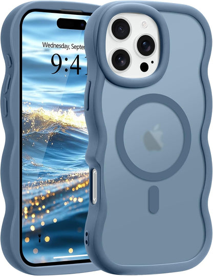 Pepmune for iPhone 16 Pro Max Case Curly Wavy Frame Translucent, Burgundy