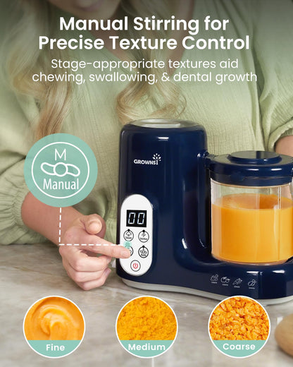 Grownsy Baby Food Maker, Steamer & Blender Baby Food Processor, Dark Grey