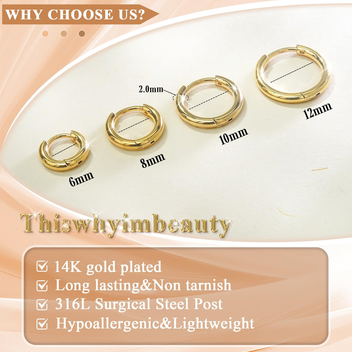 1Pair 316L Surgical Steel Opal Small Hoop Earrings for Women Hypoallergenic Medical Grade Lightweight For Cartilage Helix Daith Tragus Lobe Piercing Jewelry