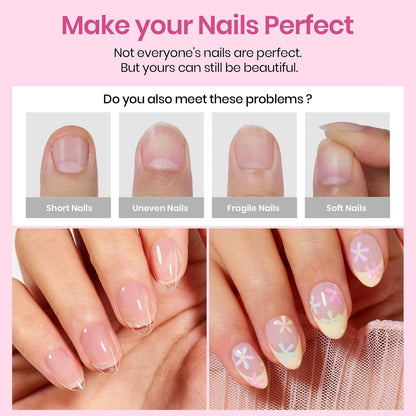 Beetles Soft Gel Nail Kit Almond Short 288pcs 12 Sizes Nail Tips with Glue