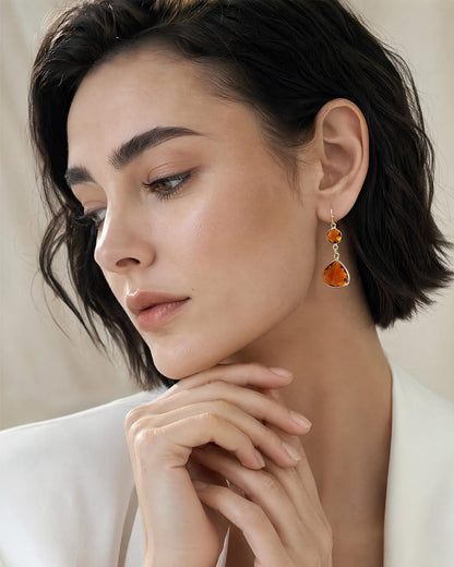 Handmade Dangle Drop Birthstone Earrings 14K Gold - Plated Hypoallergenic Lightweight & Comfortable Elegant Gemstone Earrings for Women