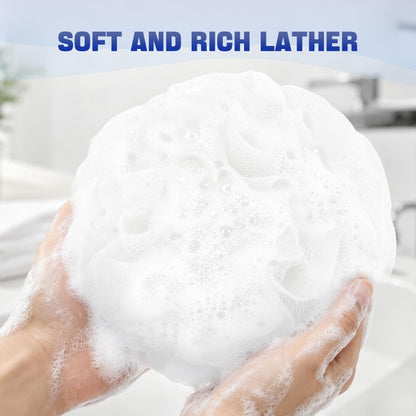 AmazerBath Loofah Sponge 75g/Piece, Exfoliating Bath Sponge Body Scrubber - Loofa Set of 4 Flower Color (Large, Green-Purple)