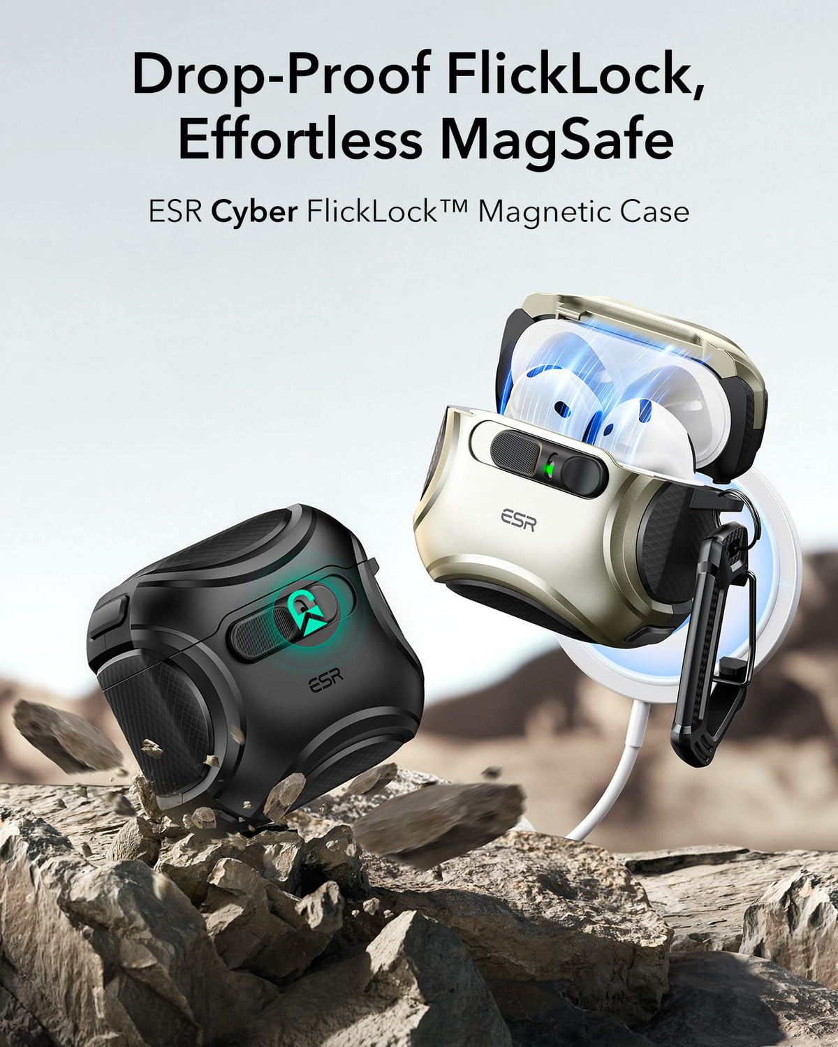 ESR for AirPods Pro 2 Case, Compatible with MagSafe, Cyber Series, Black