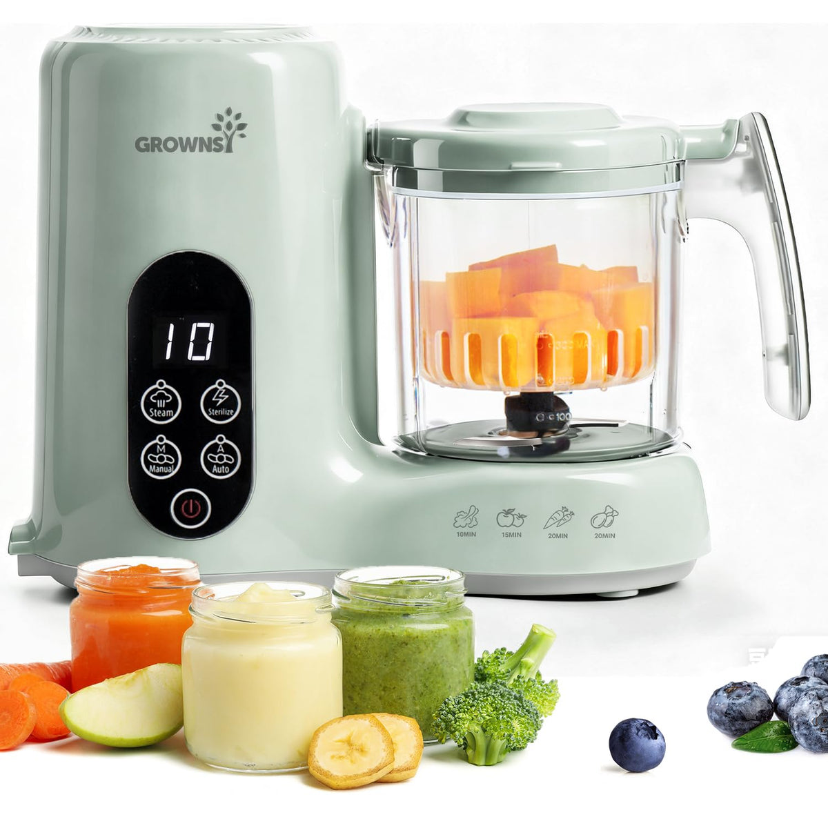 Grownsy Baby Food Maker, Steamer & Blender Baby Food Processor, Dark Grey