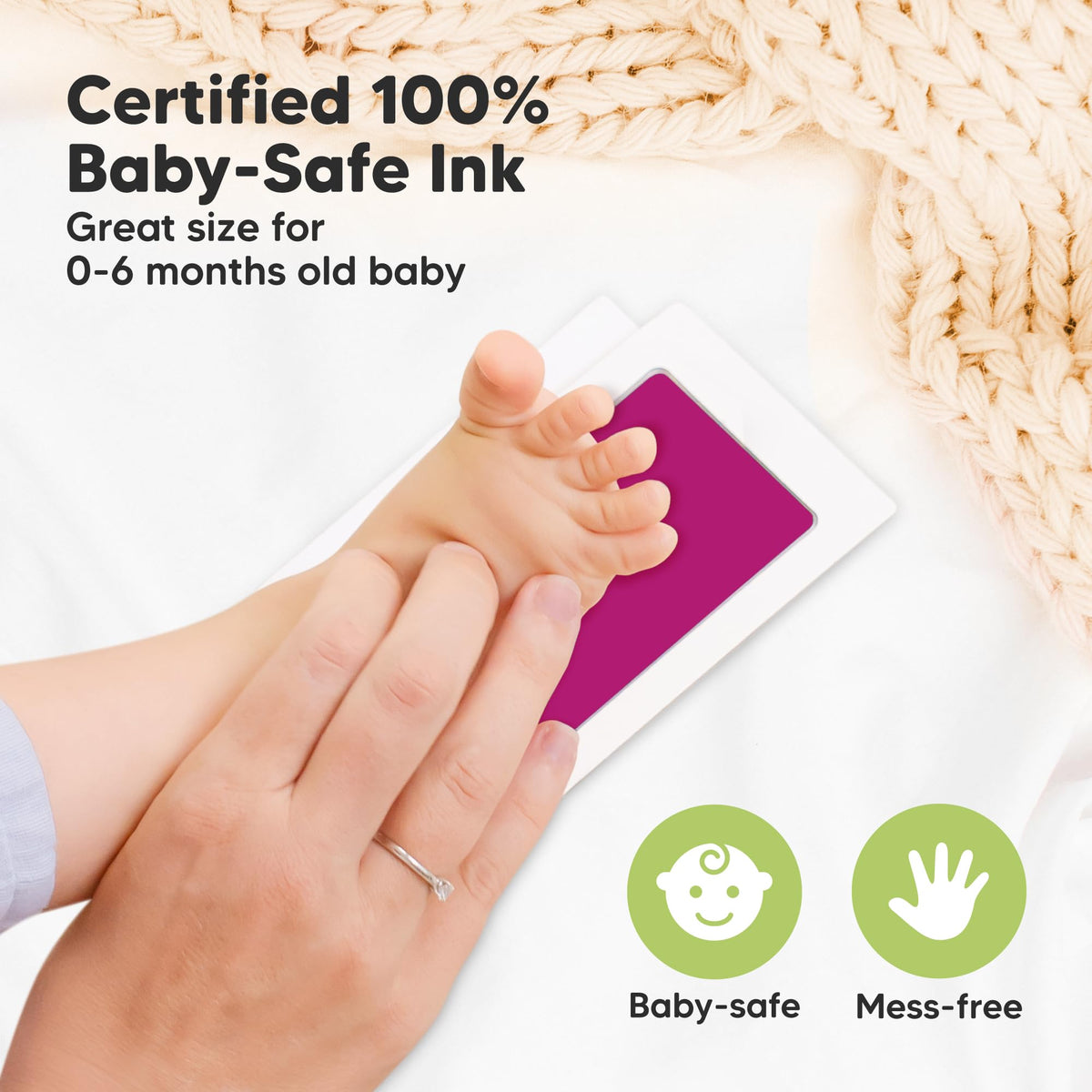 4pk Inkless Baby Hand and Footprint Kit, Mess Free Ink Pads (Jet Black, R)