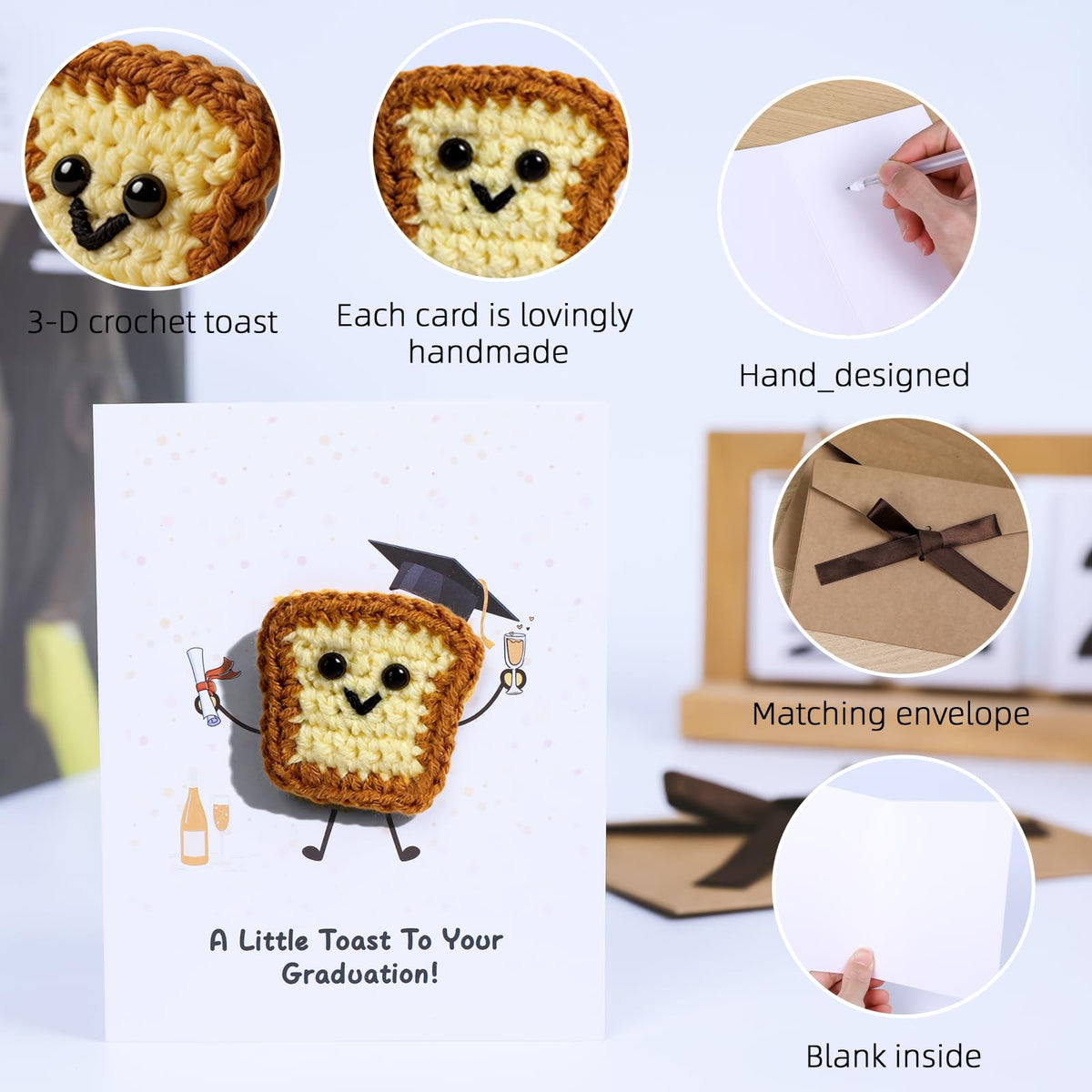 3D Crochet Toast Card for New Chapter - A Little Toast to Your Next Chapter