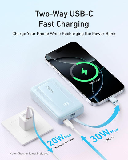 Anker Power Bank,10,000mAh 30W with USB-C Travel Essential Portable Charger