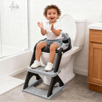 Potty Training Toilet for Toddlers, 2-in-1 Potty Training seat, Anti-Slip (Chocolate, Bear)