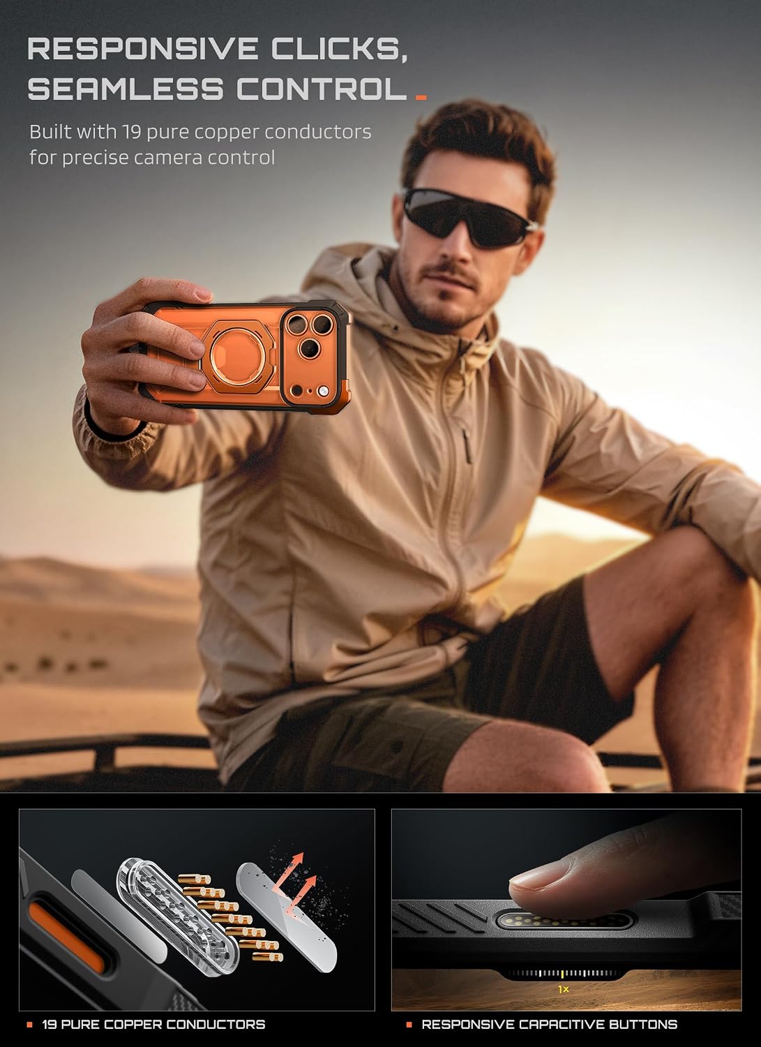 SUPCASE for iPhone 17 Case with Stand & Camera Control Button, Black