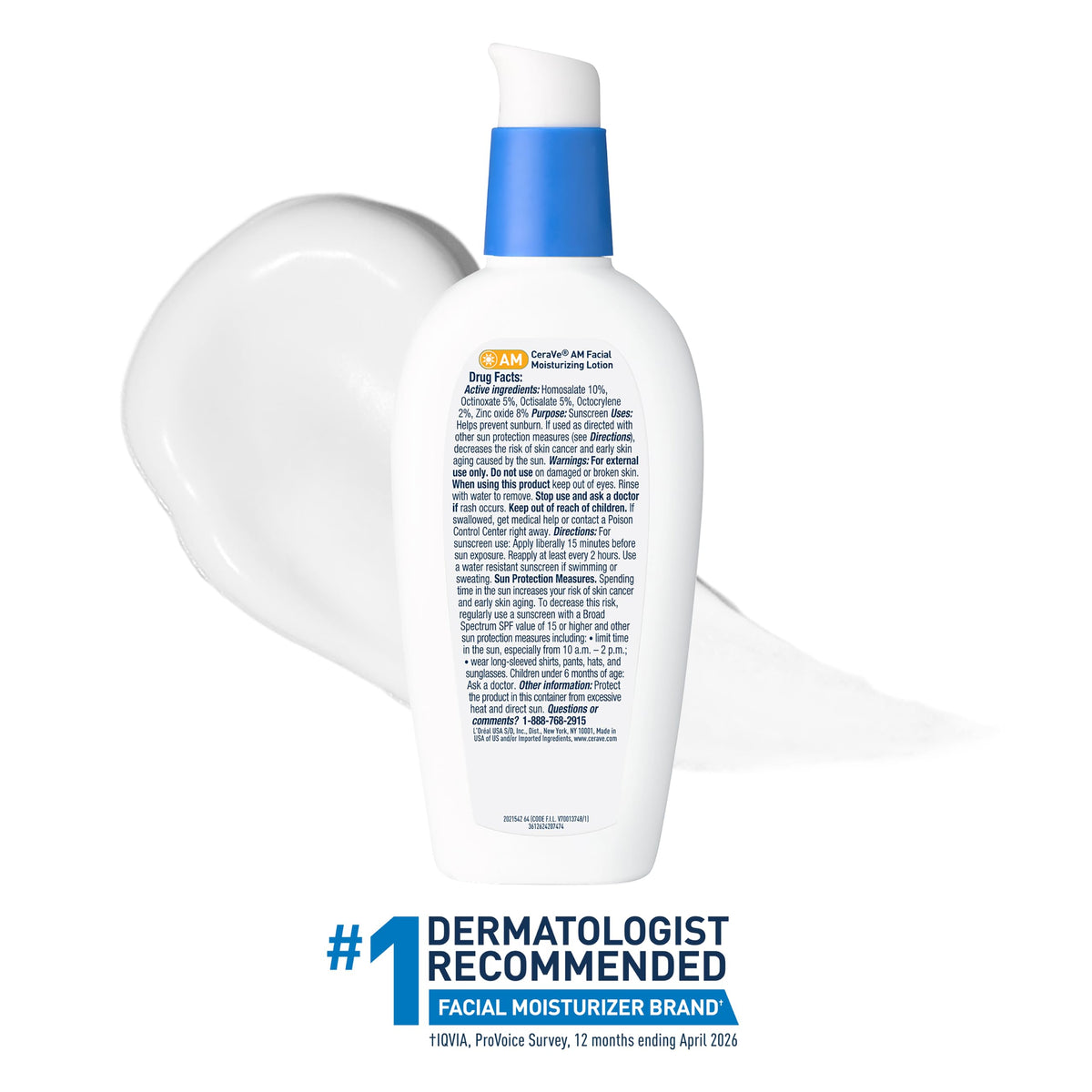 CeraVe AM Daily Facial Moisturizer with SPF 50, Face Sunscreen, 3oz