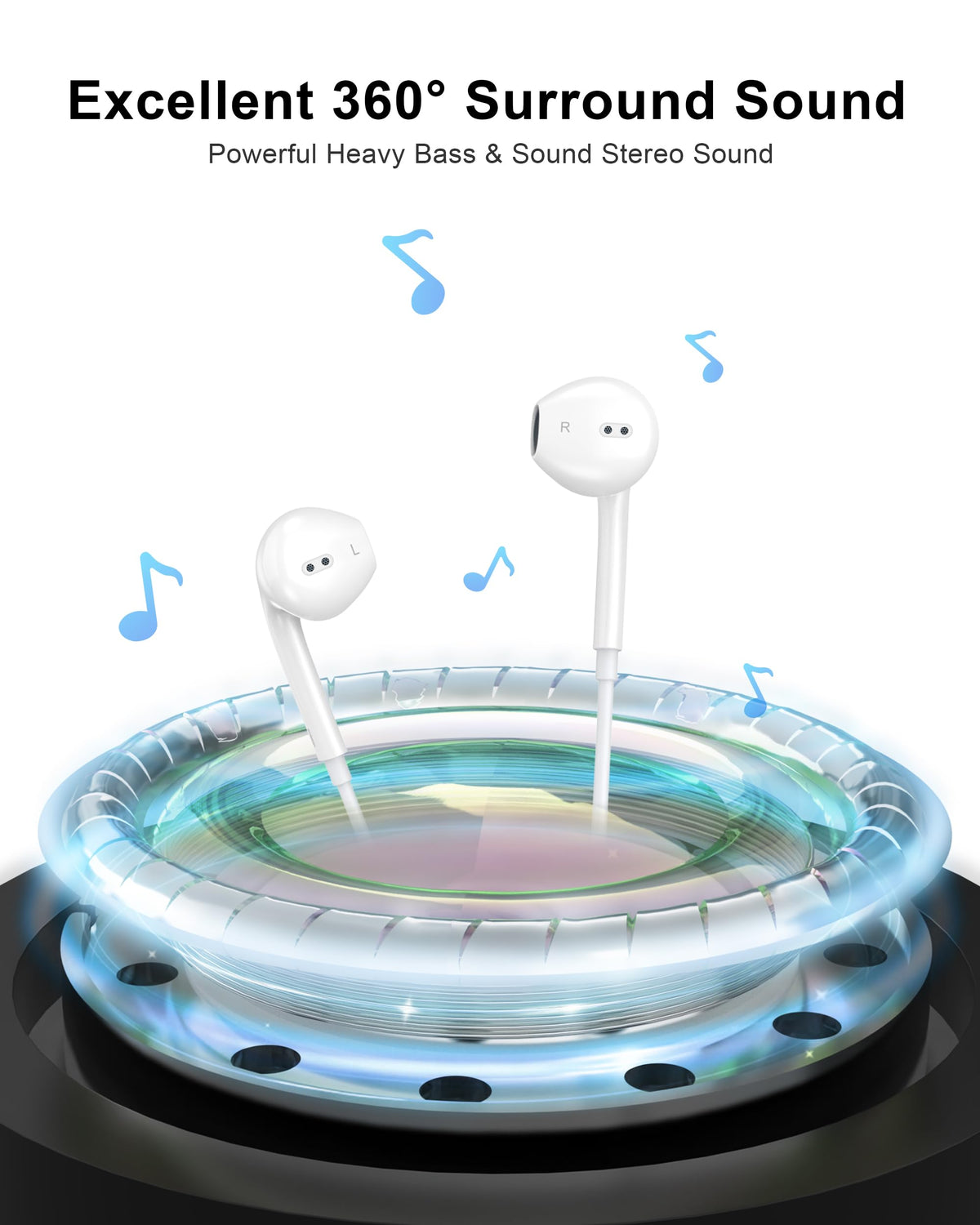 2 Pack Apple MFi Certified Wired Earbuds for iPhone, Lightning Headphones