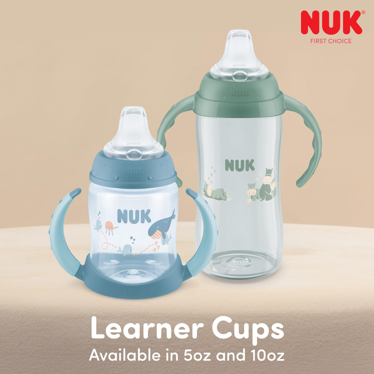 NUK Learner Cup, Ms. Rachel, 10 oz, 8+ Months, 2 pack – Soft Spout, Easy-Grip Handles, BPA Free, Spill Proof Transition Sippy Cup
