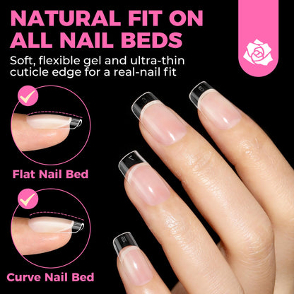 UNA GELLA Short Sharp Square Nail Tips 504pcs X-Soft Flat Square Nails