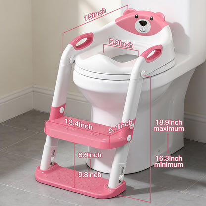 Potty Training Toilet for Toddlers, 2-in-1 Potty Training seat, Anti-Slip (Chocolate, Bear)