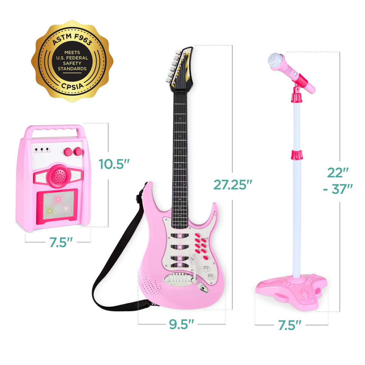 Best Choice Products Kids Guitar Set with Microphone & Amp, Pink
