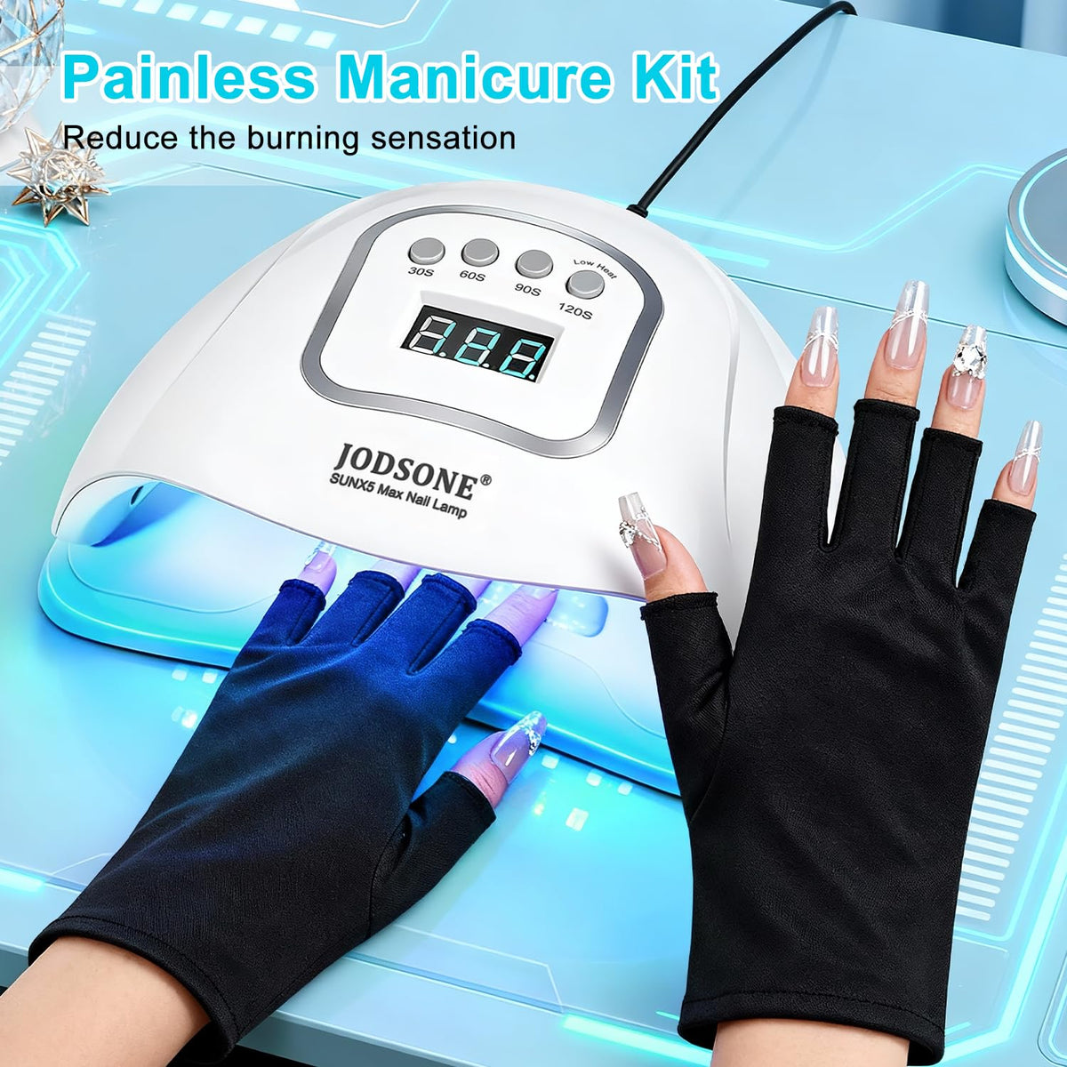JODSONE Gel Nail Kit,210Pcs BS-74 Short Almond Nail Tips with U V Light