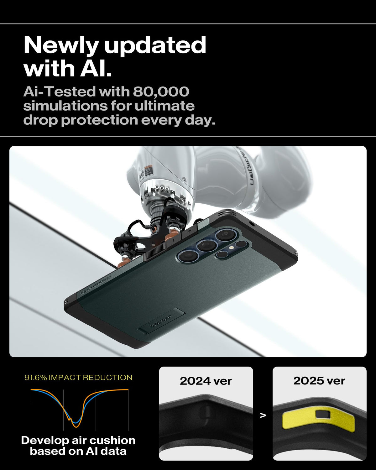 Spigen for Galaxy S26 Case, Tough Armor MagFit [Kickstand] [Compatible with MagSafe] [Military-Grade Protection] - Black