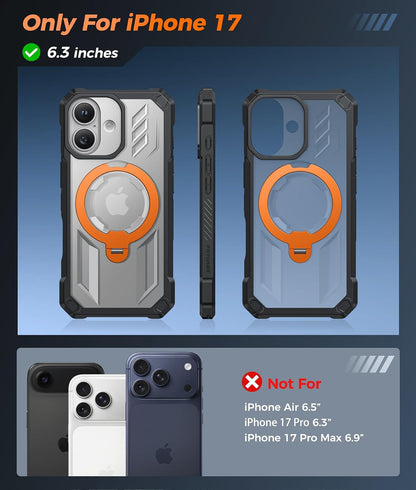 FNTCASE for iPhone 17 Case with 360 Spin Magnetic Stand