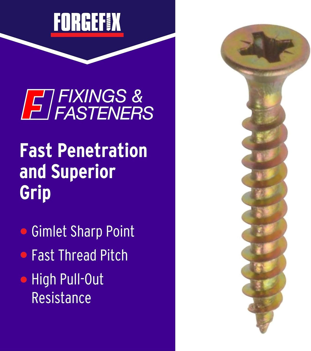 ForgeFix Multi-Purpose Single Thread Screws | 5.0 x 60mm | Zinc | Box 100