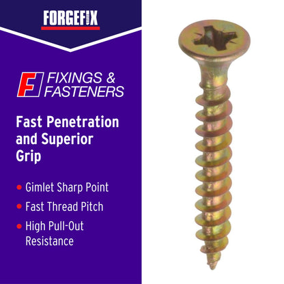 ForgeFix Multi-Purpose Single Thread Screws | 5.0 x 60mm | Zinc | Box 100