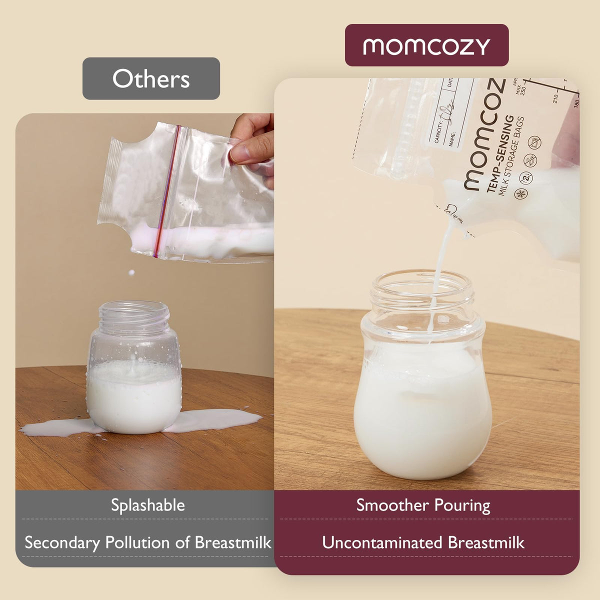 Momcozy Breastmilk Storing Bags, Temp-Sensing Breastfeeding, 6oz 120pcs
