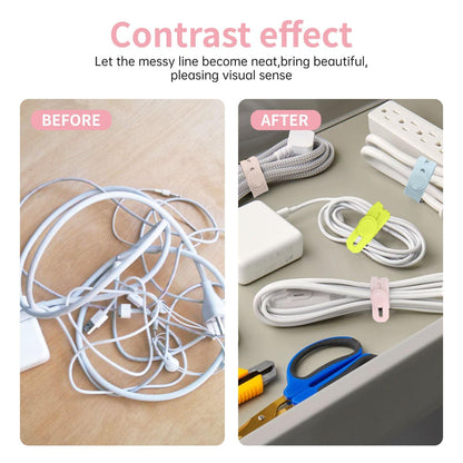 25 Pcs Silicone Cable Ties, Cable Ties Reusable, High Elasticity Cord Wraps for Electrical Cords, Cord Organizer for Earphone, Phone Charger(White)