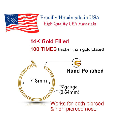 Small Thin Gold Nose Ring Hoop for Women, 20G/22G/24G, 5mm/6mm/7mm/8mm