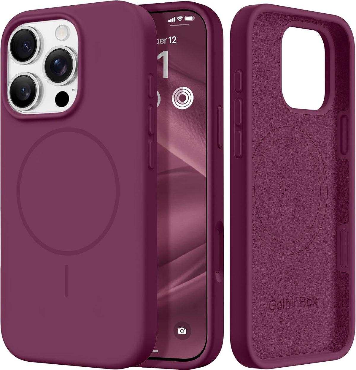 GolbinBox Magnetic for iPhone 13/14 Case, Silicone Cover, Blackcurrant