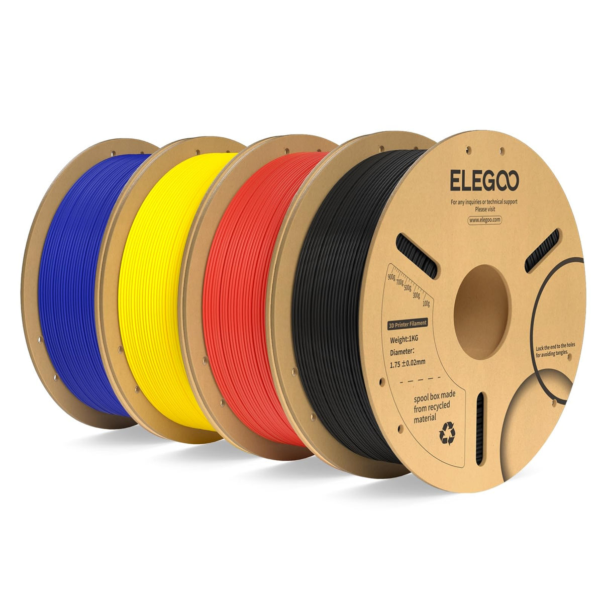 ELEGOO PLA Plus 3D Printer Filament 1.75mm White 2KG, Tougher & Stronger