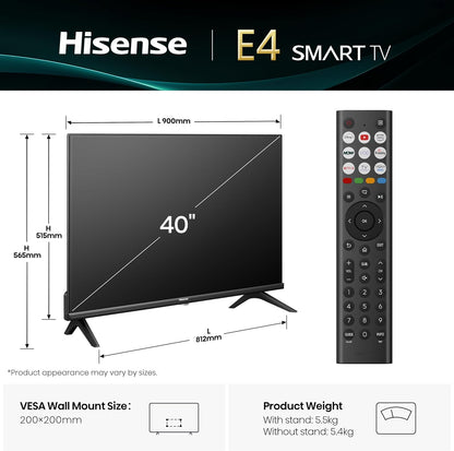 Hisense 40 Inch 40E4QTUK FHD LED TV with Freely