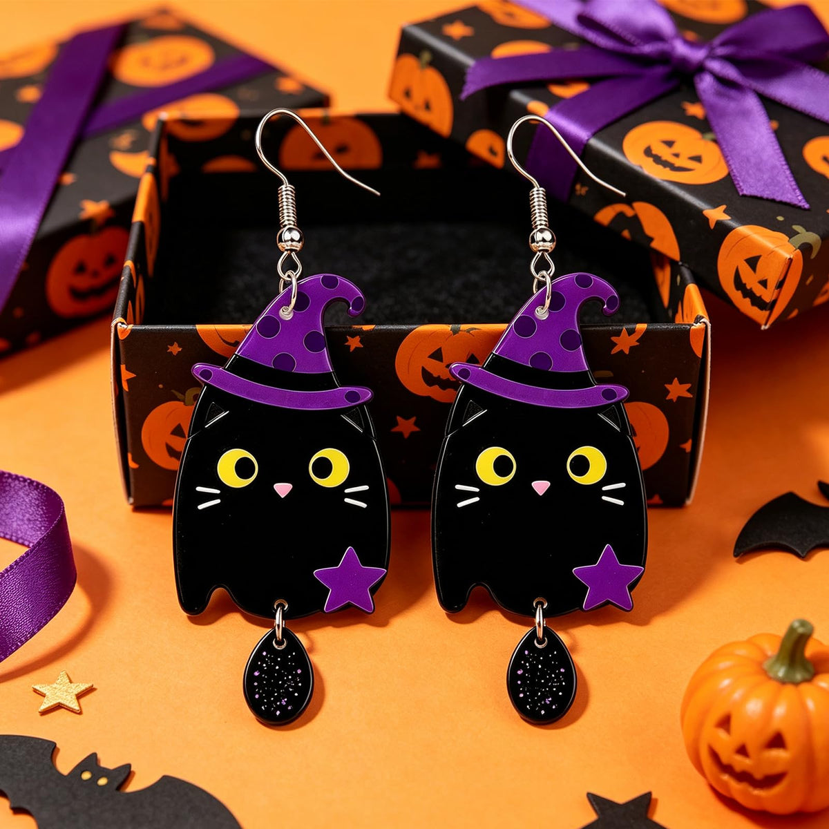 Hocus Pocus Earrings for Women Spooky Witch Halloween Pumpkin Earrings Halloween Accessories Witch Jewelry