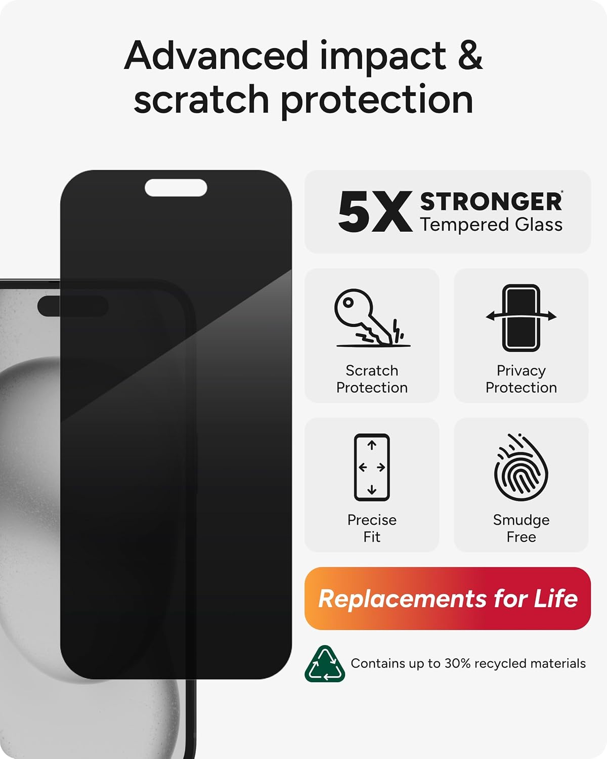 ZAGG Glass Elite Privacy Screen Protector for iPhone 17 Pro Max