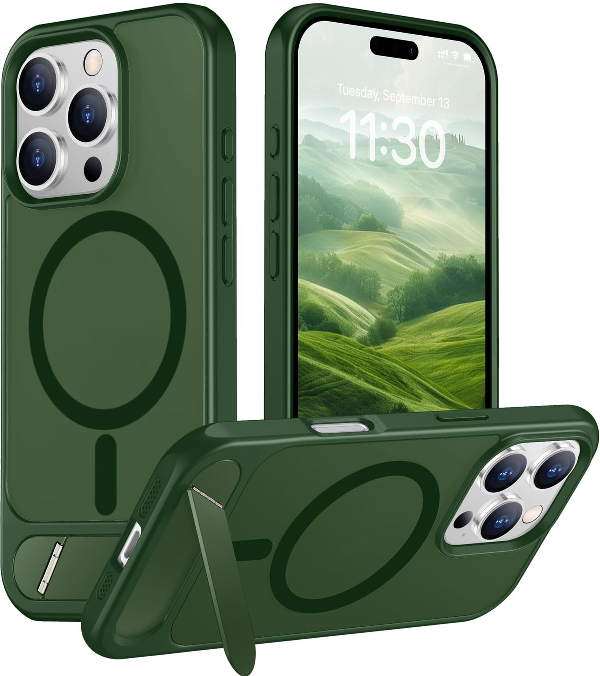 Temdan Magnetic Compatible with iPhone 16 Pro Max Case, [Built-in Invisible Kickstand][Compatible with MagSafe] [Military Grade Shockproof] Slim Translucent Matte Phone Case for iPhone 16 Pro Max 6.9"