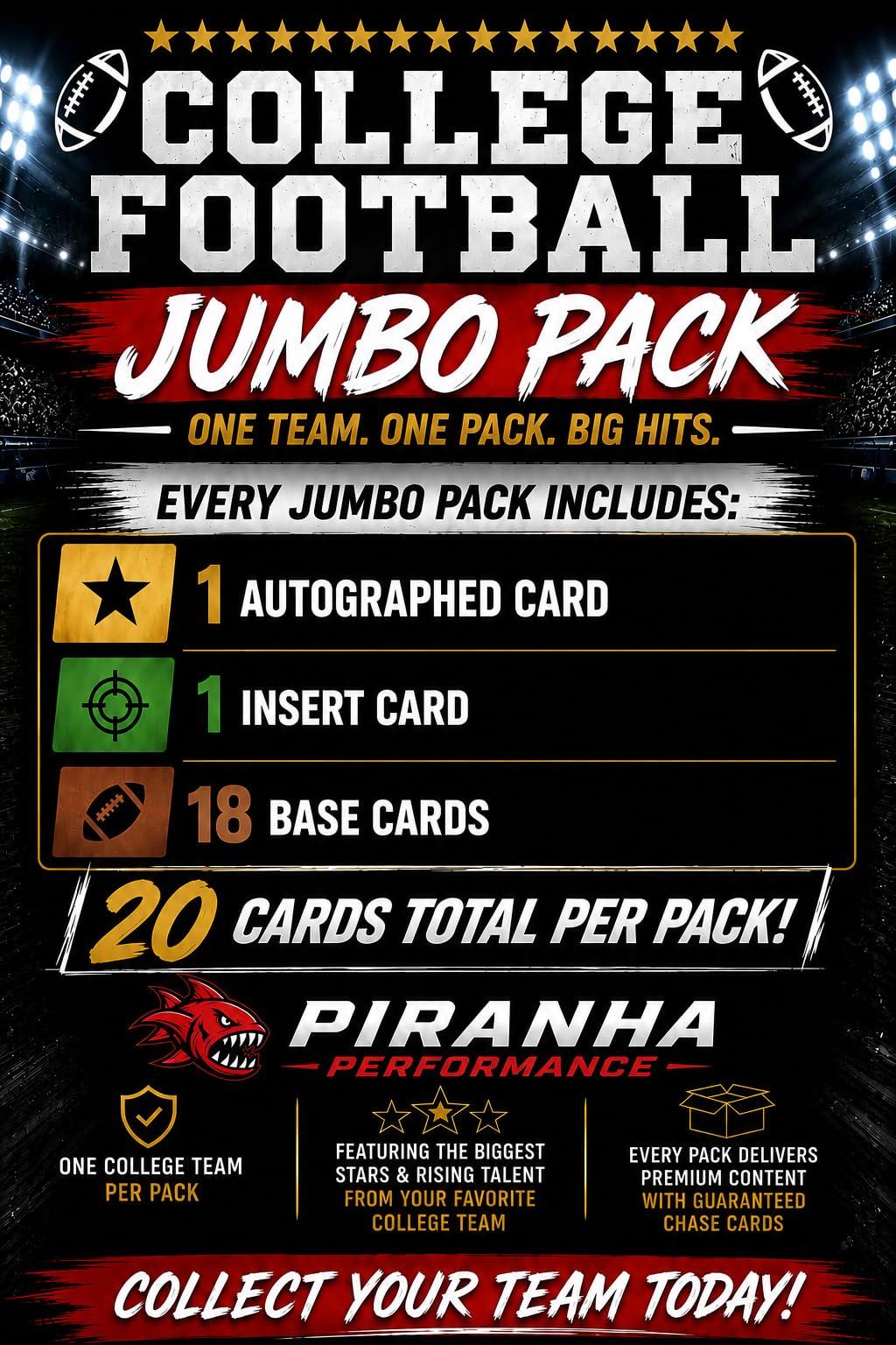 College Football 20 Card Jumbo Pack (1 Autograph + 1 Insert) (Michigan Wolverines)