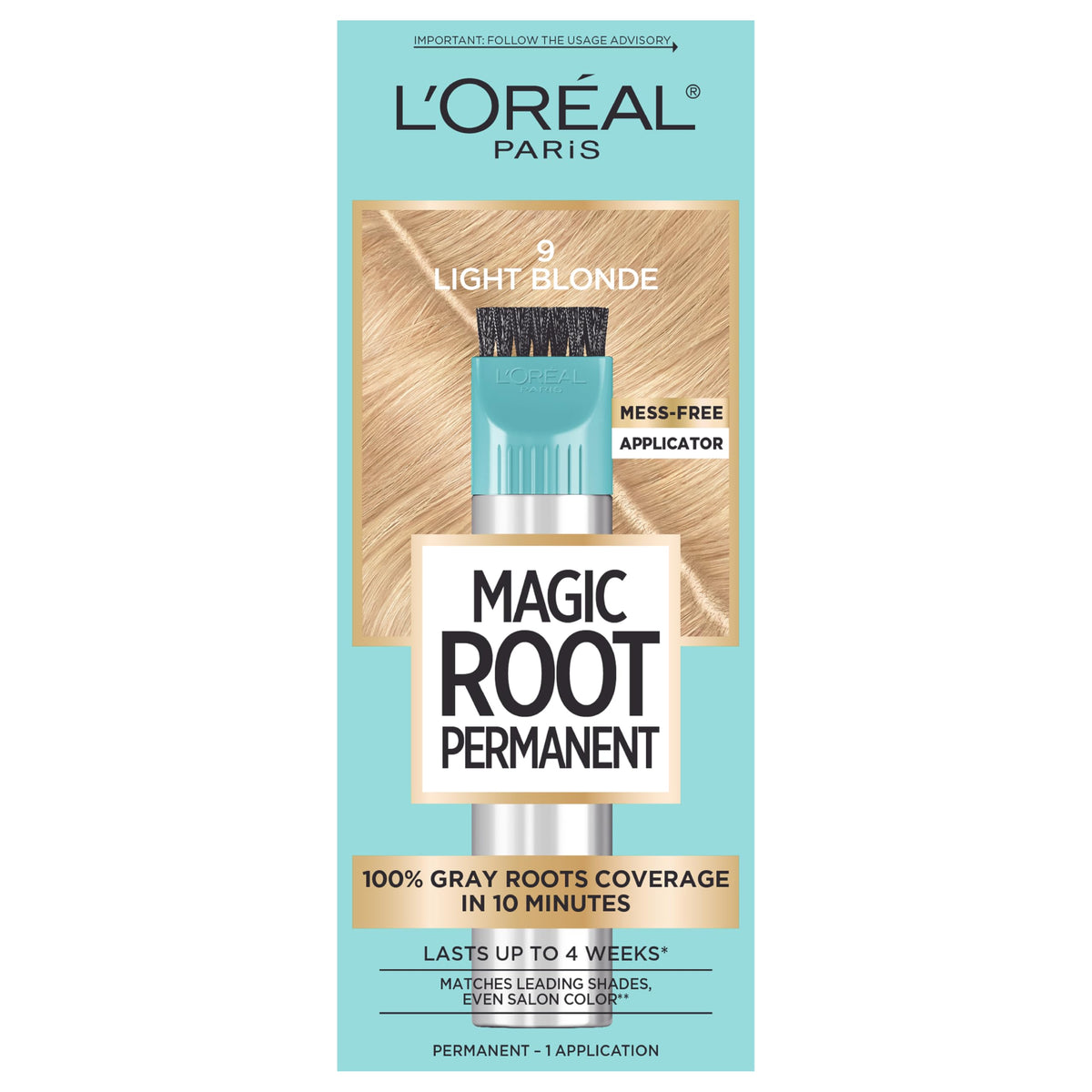 L'Oreal Paris Magic Root Permanent Hair Color Kit, 100% Gray Hair Coverage In Just 10 Minutes, Precision Brush Applicator for Seamless Application, 4 Dark Brown (1 Count)