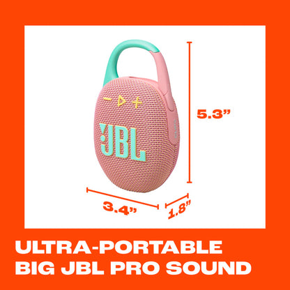 JBL Clip 5 - Ultra-Portable, Waterproof & Dustproof Bluetooth Speaker, Big JBL Pro Sound with Punchy bass, Integrated Carabiner, Up to 12 Hours of Play, Made in Part with Recycled Materials (Black)