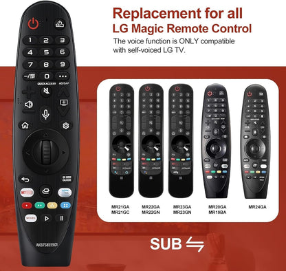 Magic Remote for LG-TV-Remote, Replacement for LG Smart TV Remote Control, AN-MR20GA Compatible Universal Remote Control with Voice, Pointer and Netflix/Prime Video Hotkeys