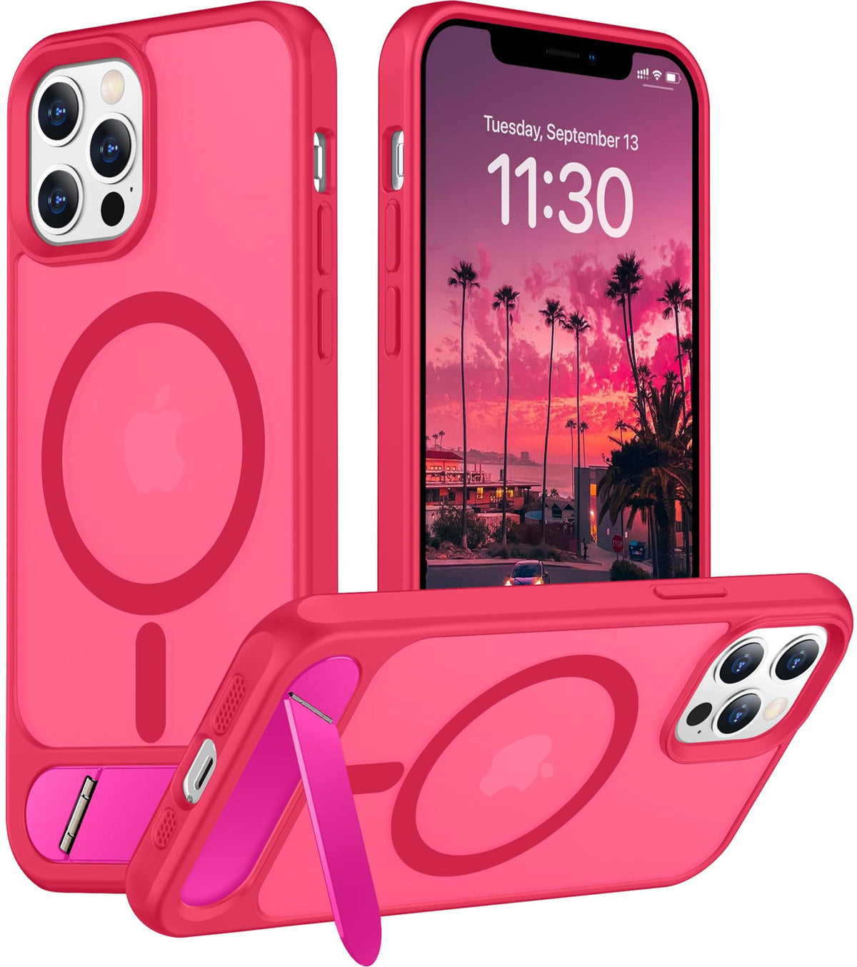 Temdan Magnetic Compatible with iPhone 16 Pro Max Case, [Built-in Invisible Kickstand][Compatible with MagSafe] [Military Grade Shockproof] Slim Translucent Matte Phone Case for iPhone 16 Pro Max 6.9"