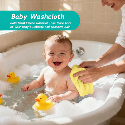 HOMEXCEL Baby Washcloths 24 Pack Microfiber Coral Fleece Soft Wash Cloths