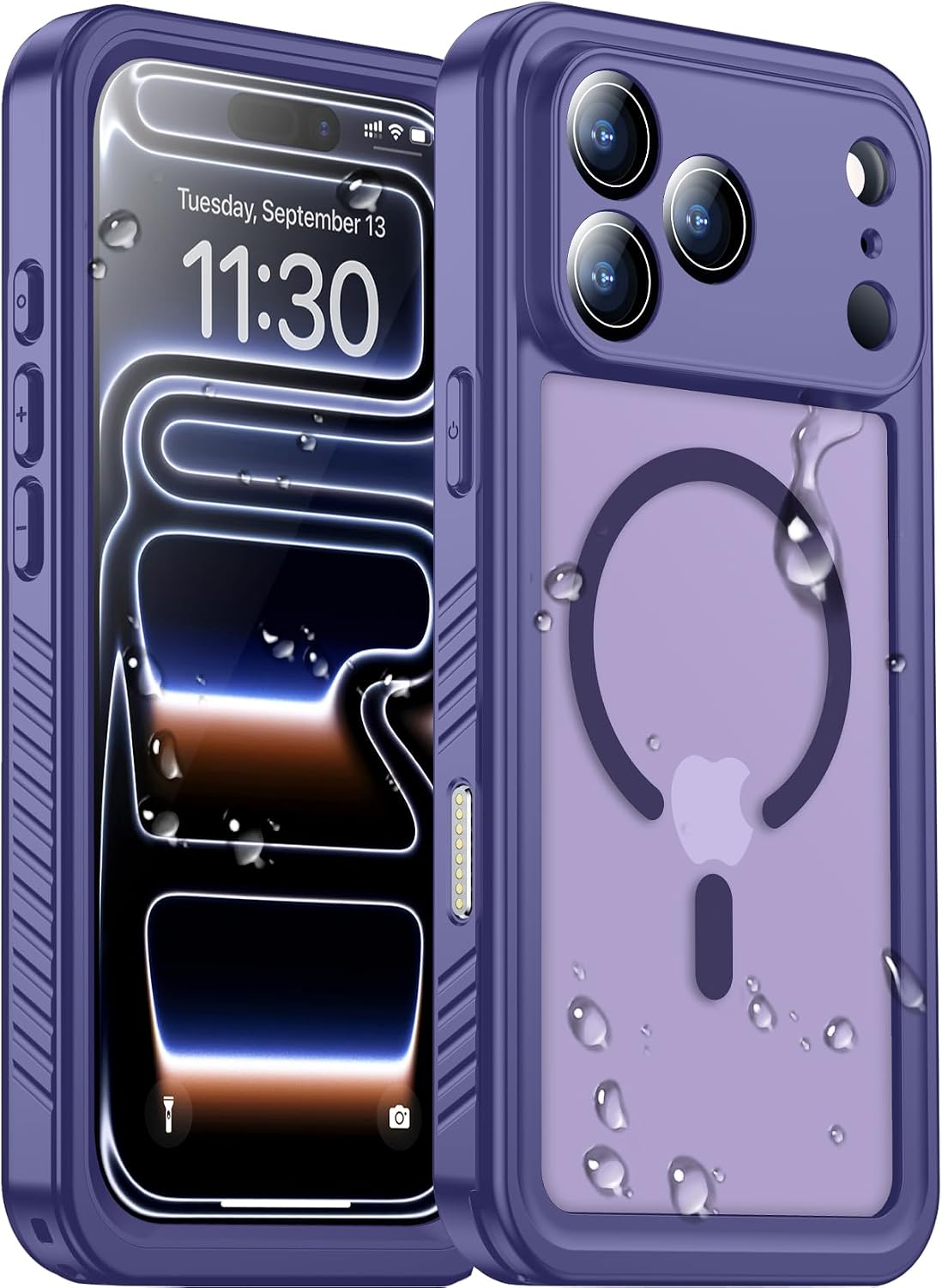 Temdan Compatible with iPhone 17 Pro Case,Waterproof Built-in Screen & Camera Protector IP68 Underwater Full Body 17FT Military Dropproof Shockproof Phone Case 6.3"-Blue/Clear