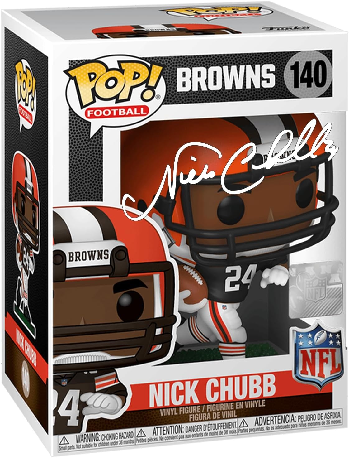 Nick Chubb #140 Facsimile Signed Reprint Laser Autographed Funko POP! Cleveland Browns Figurine with Protector Case