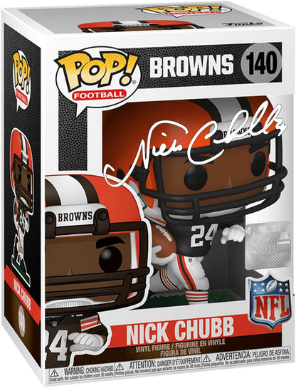 Nick Chubb #140 Facsimile Signed Reprint Laser Autographed Funko POP! Cleveland Browns Figurine with Protector Case