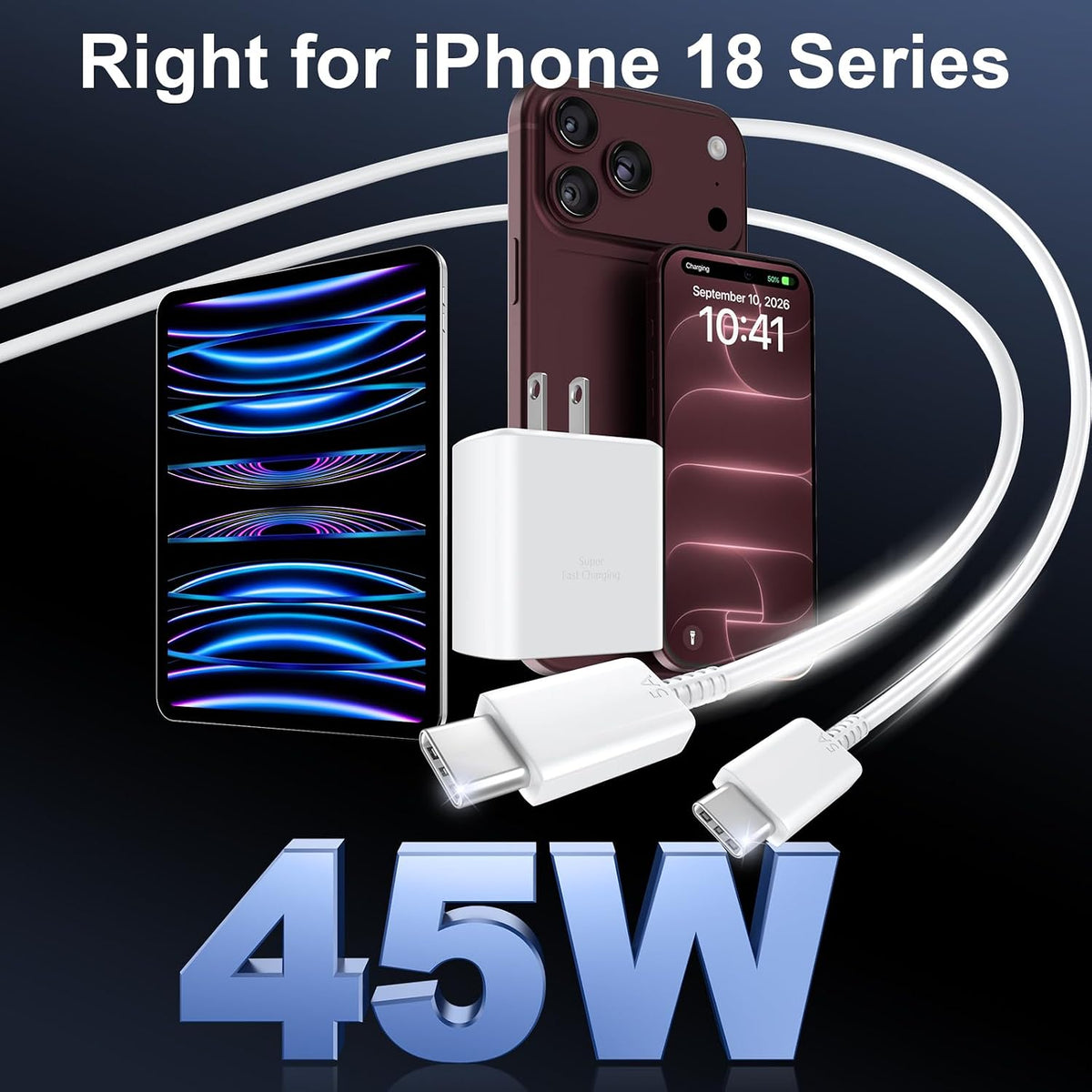 Phone 18 17 Pro Max Charger Fast Charging 45W USBC Phone Duo Fast Charger