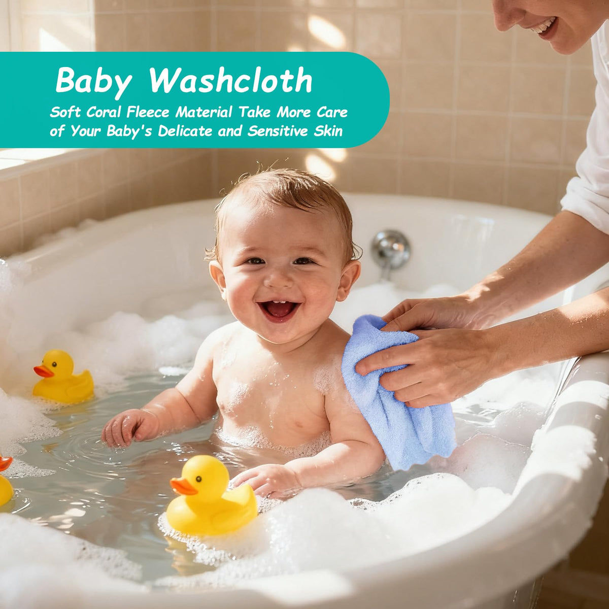 HOMEXCEL Baby Washcloths 24 Pack Microfiber Coral Fleece Soft Wash Cloths