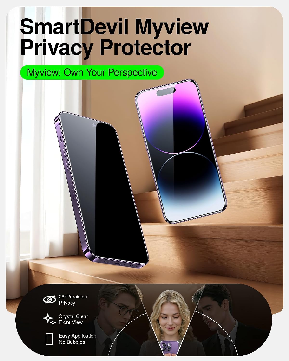 SMARTDEVIL 2 Pack Tempered Glass for iPhone 15 Pro Screen Protector