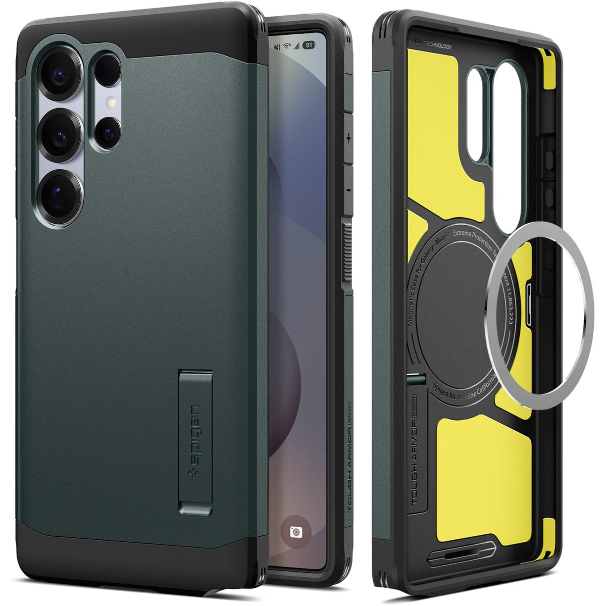 Spigen for Galaxy S26 Case, Tough Armor MagFit [Kickstand] [Compatible with MagSafe] [Military-Grade Protection] - Black