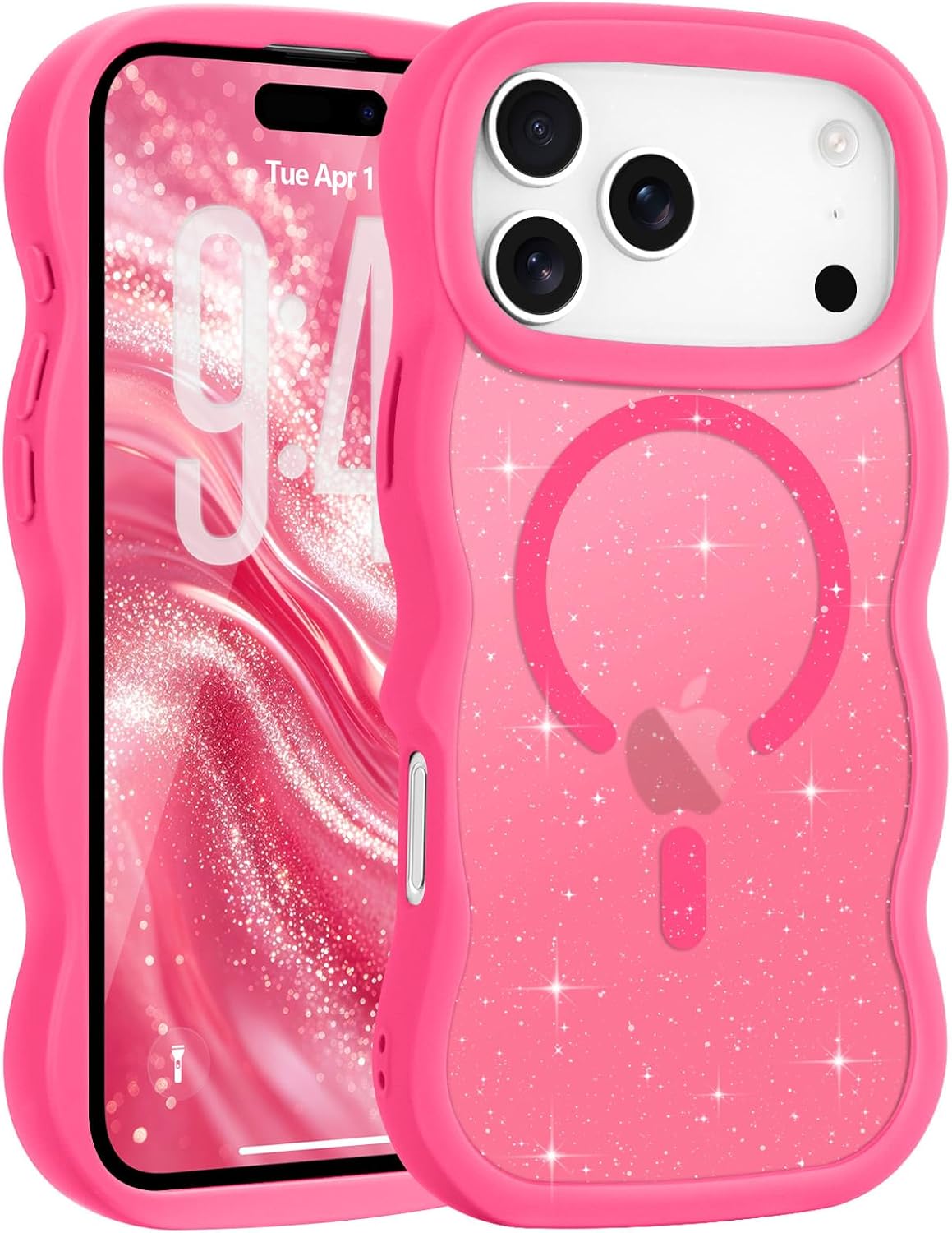 Pepmune for iPhone 16 Pro Max Case Curly Wavy Frame Translucent, Burgundy