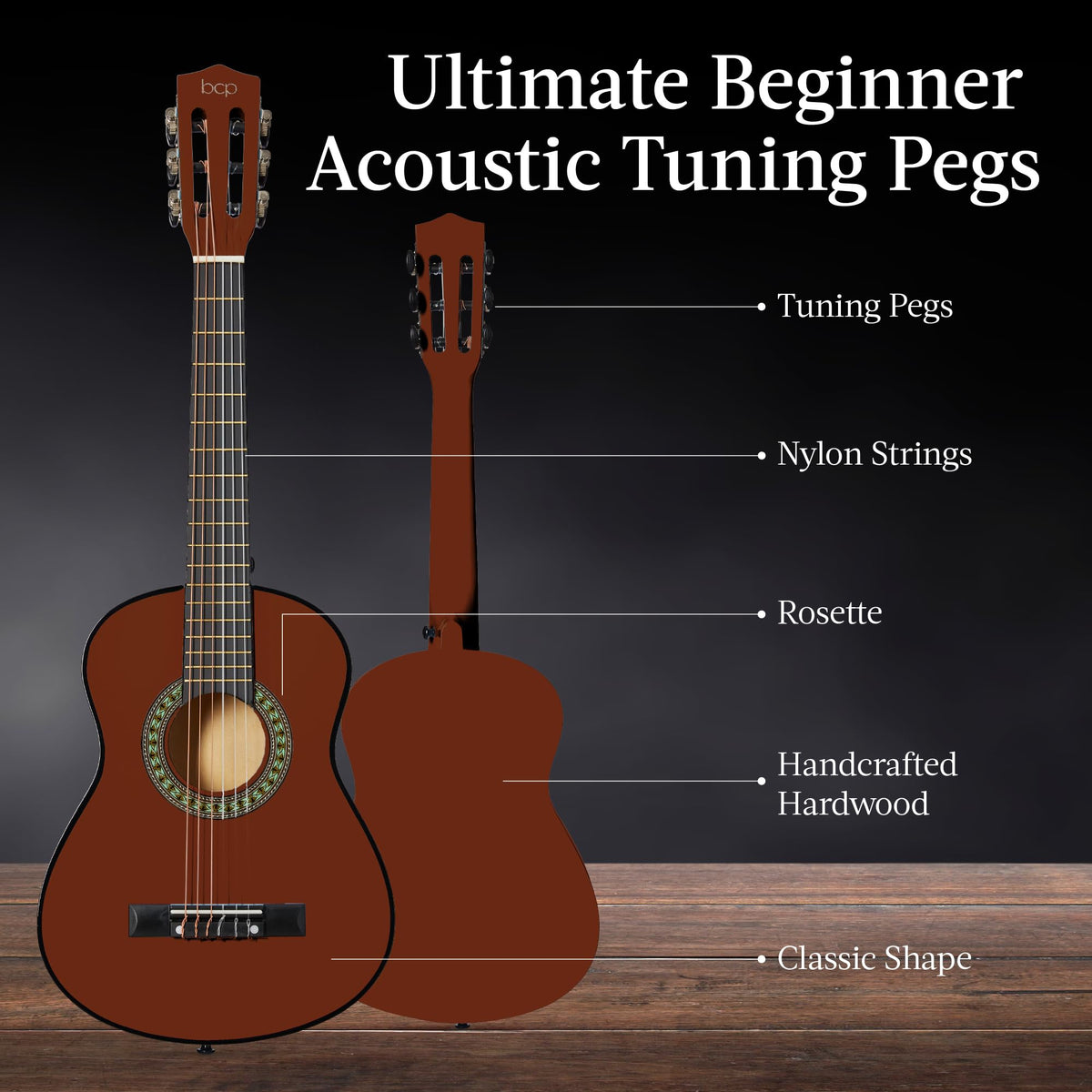 Best Choice Products 30in Kids Acoustic Guitar, All-in-One Beginner Starter Kit w/Strap, Case, Extra Strings, Rosette Inlay - Pink